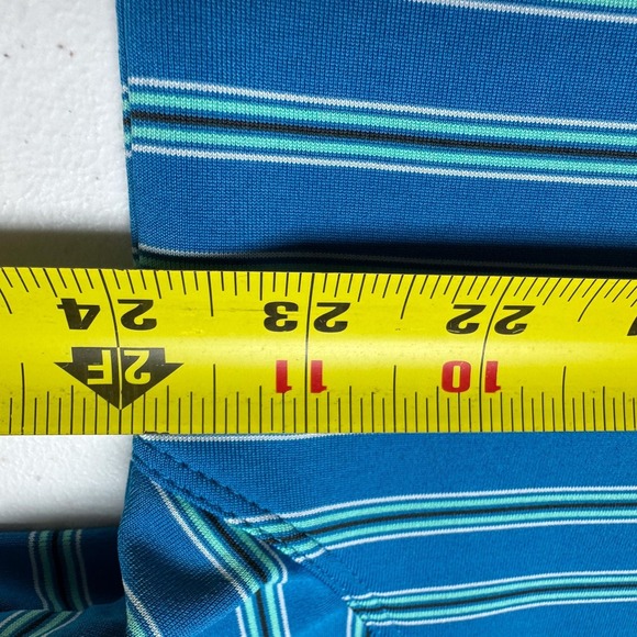Nike Golf Polo Shirt Mens Large Blue Striped Dri-FIT Stretch Performance Swoosh - Picture 10 of 12